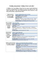 English Worksheet: Getting to know each other