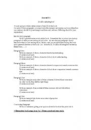 English worksheet: To Kill A Mockingbird Journal