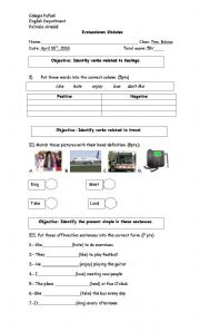 simple present test/worksheet