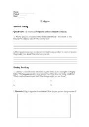 English worksheet: B.D.A. Reading Questions for Calypso in 