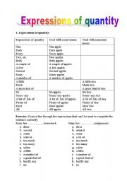 English Worksheet: expressions of quantity