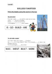 English worksheet: Rollercoasters - Present/past