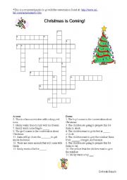 English worksheet: Christmas is Coming Crossword Puzzle