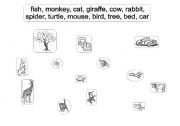 English worksheet: animals & parts of a house