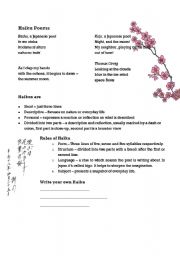 English Worksheet: Haiku Poems