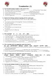 English Worksheet: EXAMINATION (1)