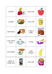 English Worksheet: Breakfast DOMINO Part 1