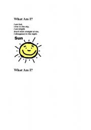 English worksheet: what am I?