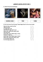 English worksheet: Labyrinth movie activity part II