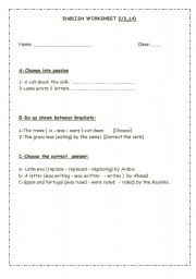 English Worksheet: Worksheet on U4-L3 