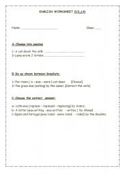 English worksheet: Worksheet on U4-L3 