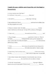 English worksheet: present perfect