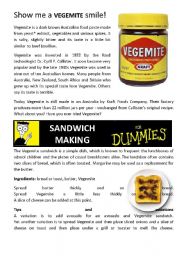 English Worksheet: Australia: Show me a VEGEMITE smile