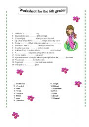 worksheet for the 6th grades- two pages