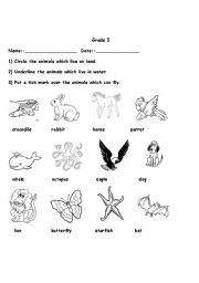 English worksheet: Animals- habitats