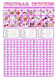 English Worksheet: PLURAL NOUNS WORDSEARCH