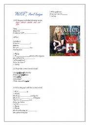 English Worksheet: ALICE, Avril Lavigne