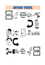 English Worksheet: ACTION VERBS BOARD GAME