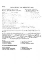 English worksheet: present simple