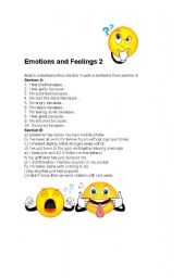 English worksheet: Emotions and feelings 2