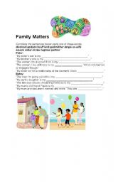 English worksheet: Family Matters 