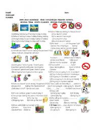 English Worksheet: FUTURE TENSES-MUST-MUSTNT ETC.(SECOND EXAM OF 6TH GRADES)