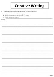 English Worksheet: Creative Writing