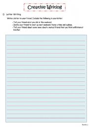 English Worksheet: Creative Writing