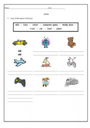 English worksheet: Toys - Look & Write