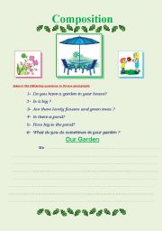 English worksheet: A composition WS about 