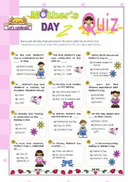 English Worksheet: Happy Mothers Day Quiz (3)  