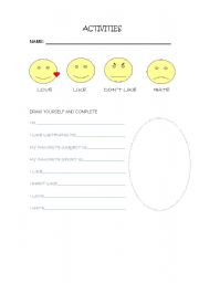 English Worksheet: likes dislikes