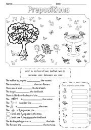 English Worksheet: Prepositions - In the Garden