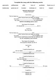 English Worksheet: Song-Ajdectives