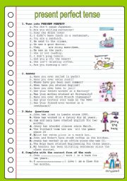 English Worksheet: PRESENT PERFECT TENSE