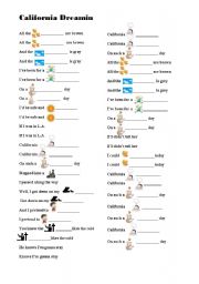 English Worksheet: California Dreaming (song for listening)