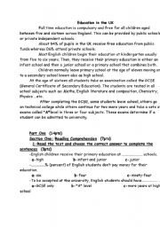 English Worksheet: education in UK 