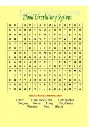 English Worksheet: Blood Circulatory System