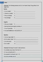 English Worksheet: Simple Present/ Past