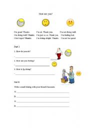 English worksheet: How Are You?  Practice Sheet