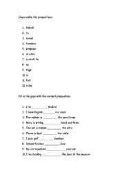 English worksheet: Prepositions