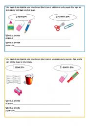 English worksheet: Speaking activity about classroom objects!