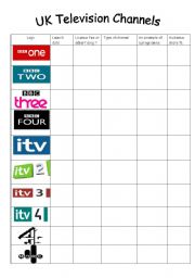 English Worksheet: UK Television Channels