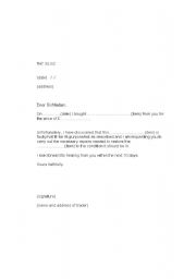 English Worksheet: Faulty goods
