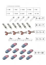 English worksheet: count and circle the numbers