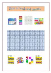 English worksheet: Days of week and months puzzle