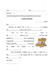 English Worksheet: A Letter to My Friend