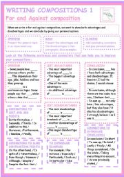 English Worksheet: WRITING COMPOSITIONS 1: FOR AND AGAINST COMPOSITION