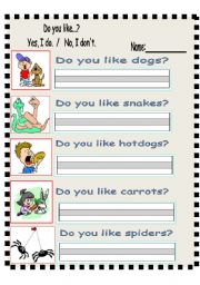 English Worksheet: Do you like...?