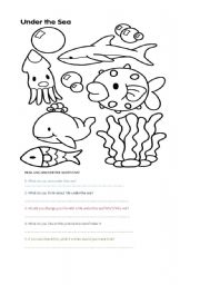 English worksheet: Under the sea